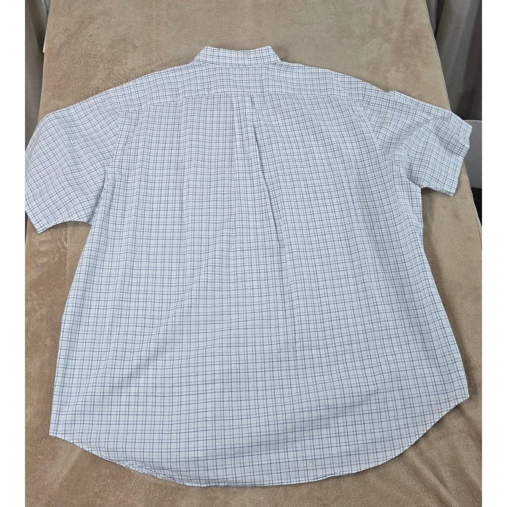 Vintage Polo Ralph Lauren Polo Shirt Men 2XB Big Blue Plaid Pleated S/S EUC